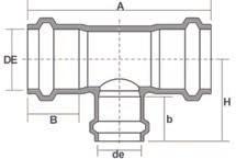 PBA Redução PVC JE BB PBA Cotas DN 85 / DE 60 DN 110 / DE 60 DN 110 / DE 85 A 297 356 377 B 63,7 63,5 72,9 C 99,6 118,1 118,1 D 85 110 140 d 60 60 85 Código 23307359 23307529 23307553 Redução PVC JE