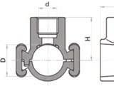 Ligação Predial Colar Tomada com travas em PVC Cotas 32x1/2 32x3/4 40x1/2 40x3/4 50x1/2 50x3/4 60x1/2 60x3/4 75x1/2 75x3/4 85x1/2 85x3/4 110x1/2 110x3/4 B 50 50 50 50 50 50 50,2 50,2 50,2