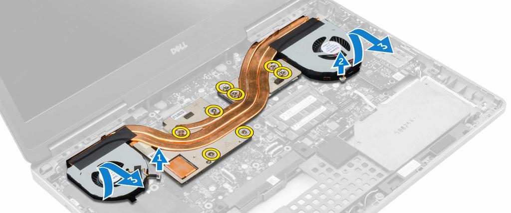 Como instalar o conjunto do dissipador de calor 1. Recoloque o conjunto do dissipador de calor em seu slot. 2.