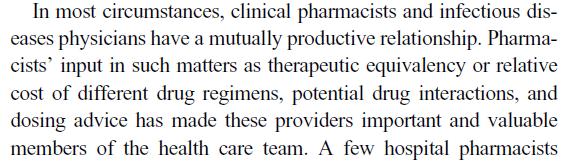 Hospital Pharmacists and Infectious Diseases