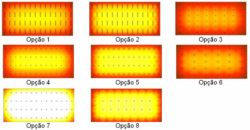 freqüência liga/desliga no local, enquanto que nas demais dependências da sobreloja foram analisadas 7 opções distintas, tanto em tipo de luminária como em potência de lâmpadas.