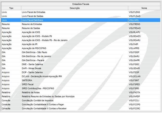 Livro Fiscal Eletrônico VGLLIVEL Fiscal Mensal - Contabilidade Conceito O processo fiscal mensal permite a contabilização dos movimentos existentes na nova base fiscal.
