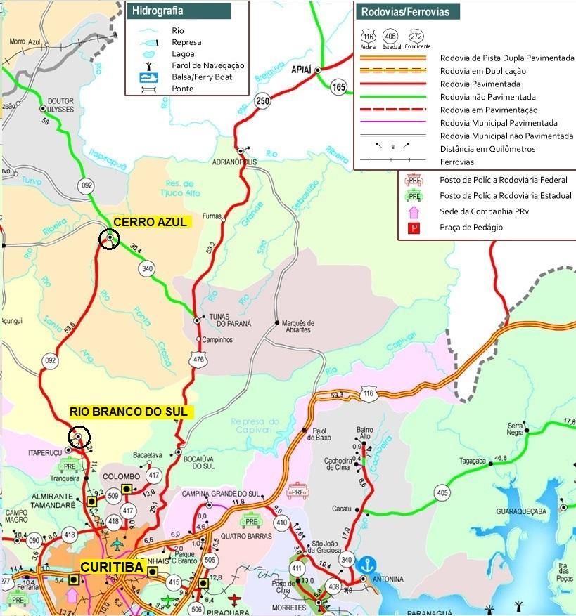 39 FIGURA19 - Mapa rodoviário da região metropolitana de Curitiba Fonte: DER PR, secretaria de transportes 2015, disponível em:<http://www.paranaturismo.com/regiao-metropolitana.