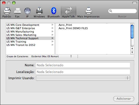 IMPRESSÃO NO MAC OS X 19 4 Para o Mac OS X v10.5.x: Escolha Selecionar um driver para utilizar no menu Imprimir usando. Para o Mac OS X v10.6.