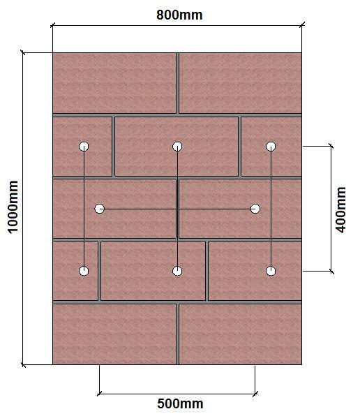 Fig. 28 - Esquema do posicionamento adotado para os LVDT s nos provetes em alvenaria de blocos de betão leve (40x19x31