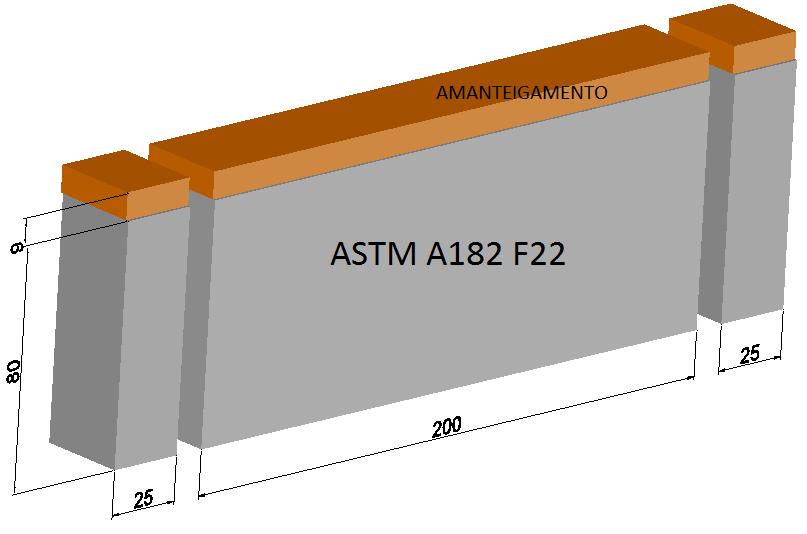 Figura 10 Chapa de aço ASTM A182 F22 amanteigada e localização das endentações de microdureza