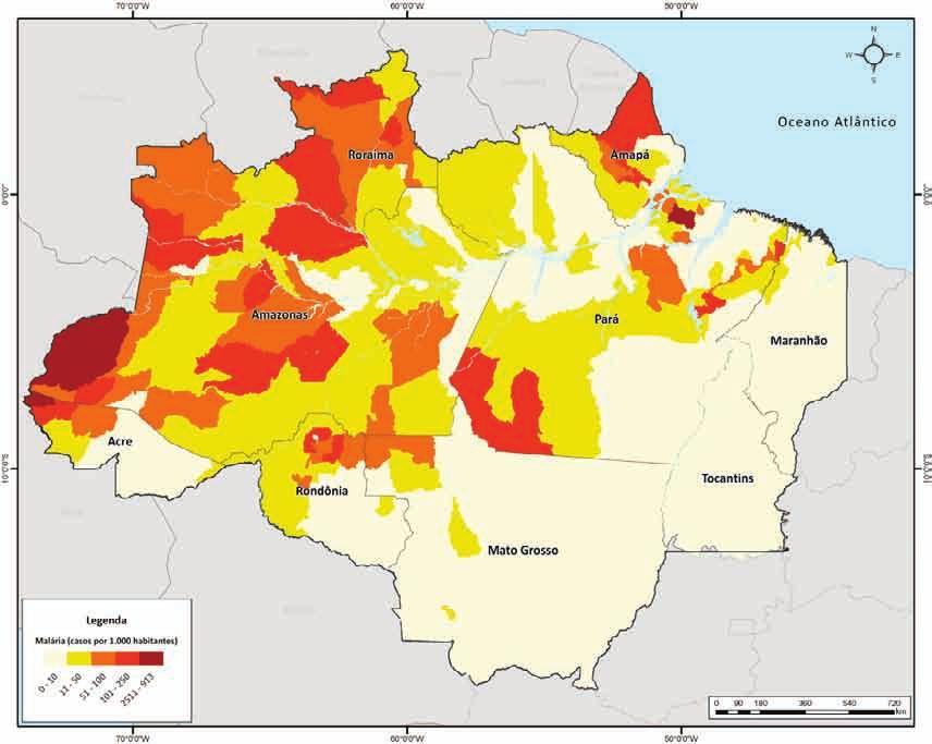 6OBJETIVO Figura 31. Taxa de incidência de malária nos Estados da Amazônia em 1990, 2000 e 2009 (MS, 2010i).