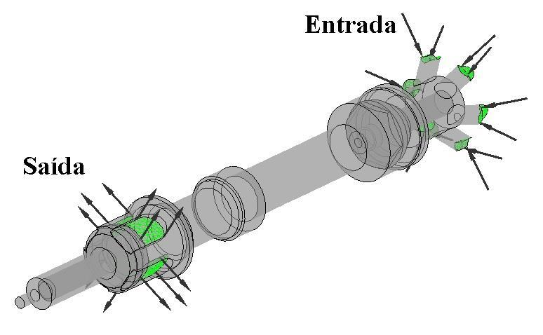 definir algumas condições de contorno para a entrada e saída (Figura 17) da válvula, como definir as pressões de injeção (entrada) e de produção (saída).