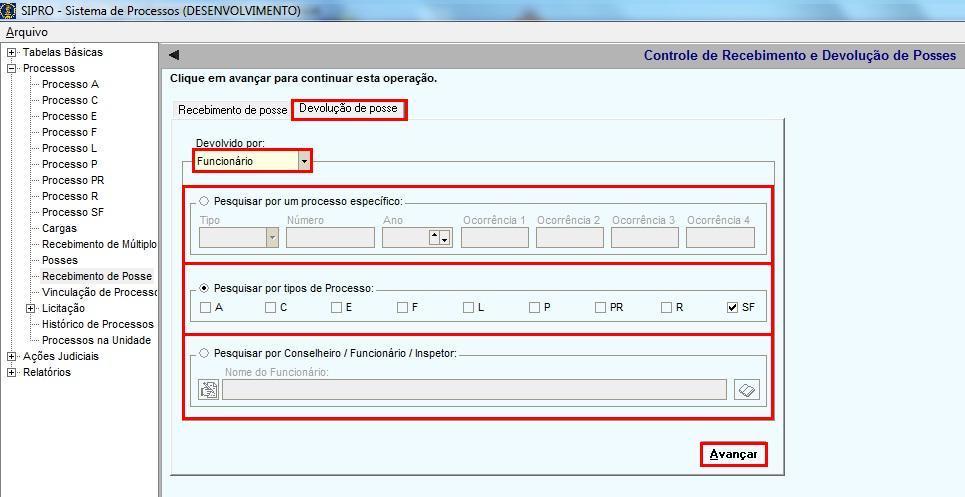 Abaixo é mostrado o protocolo de recebimento de posse. Após a impressão do Aviso de recebimento de processos, finalizou-se a etapa de recebimento de processo.