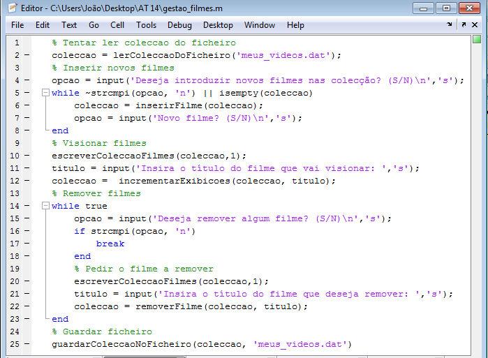 Programa gestao_filmes Este script é um driversimples para ilustrar o funcionamento das funções, não pretende ser um programa totalmente operacional Computação e Programação 2015 / 2016 29 Exemplo de