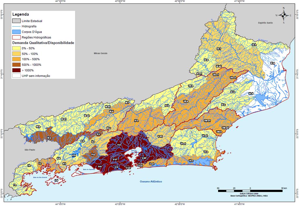 Boletim Águas & Território - nº9 janeiro de 201 2 Principais resultados apresentados pelo Perhi: Identificação das regiões hidrográficas mais críticas em termos de disponibilidade de água (Guandu e