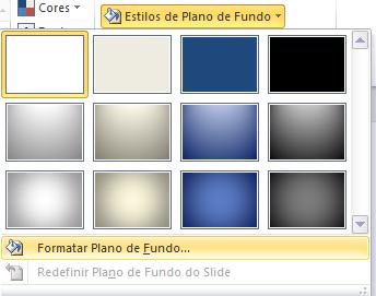 Você pode aplicar um plano de fundo ou uma marca d'água a alguns ou a todos os slides da apresentação.