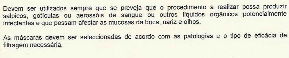 Barreiras de proteção Máscaras, protecções oculares