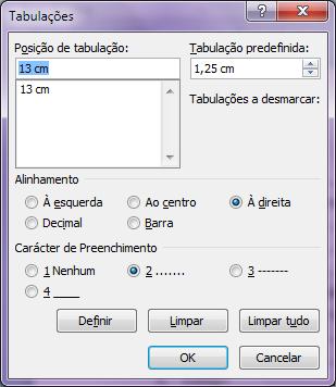 Para marcar uma tabulação no documento, fazemos clique na régua do Word na posição pretendida.