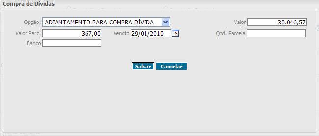 iii. iv. Vencimento do Saldo; Quantidade de parcelas pagas do contrato da Instituição Financeira que estará sendo quitado com o adiantamento; v. Nome do Banco detentor da dívida que será comprada.