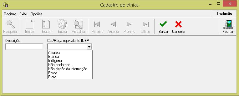 Conforme o exemplo da figura a seguir: 5 Cadastro de Cor/Raça Pad_CadEtnia.dll Para efetuar o cadastro de Etnias execute a rotina referente.