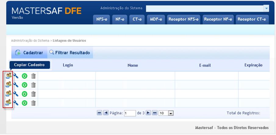 GERAL Copiar perfil de usuário Implementada no grid de usuário a funcionalidade de copiar perfil de usuário quando selecionado deve abrir a tela de cadastro de usuário.