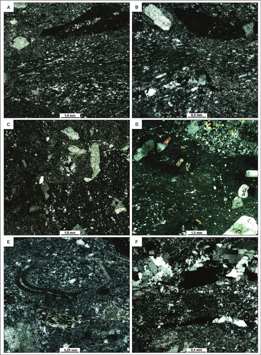Figura 6. Fotomicrografias de rochas da FIL da Formação Serra da Bocaina.