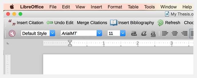 No LibreOffice ele aparecerá como uma barra de ferramentas na parte superior da tela.