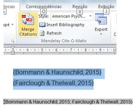 82 6.5 Mesclar Citações Voce pode combinar duas citações, que estejam separadas de modo que aparecam em uma única referência.