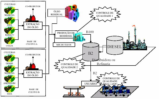 59 Figura 13: Modelo proposto de comercialização do Biodiesel Fonte: Ribeiro et al (2004) No estudo é sugerido, por uma questão logística, que as plantas de produção de Biodiesel sejam instaladas o