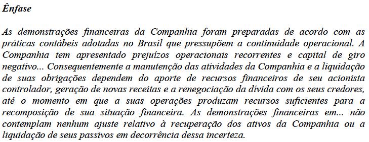 Assuntos Assunto não apresentado nas demonstrações Relevante para entendimento dos usuários 43 44 Ênfase Ênfase 45 46