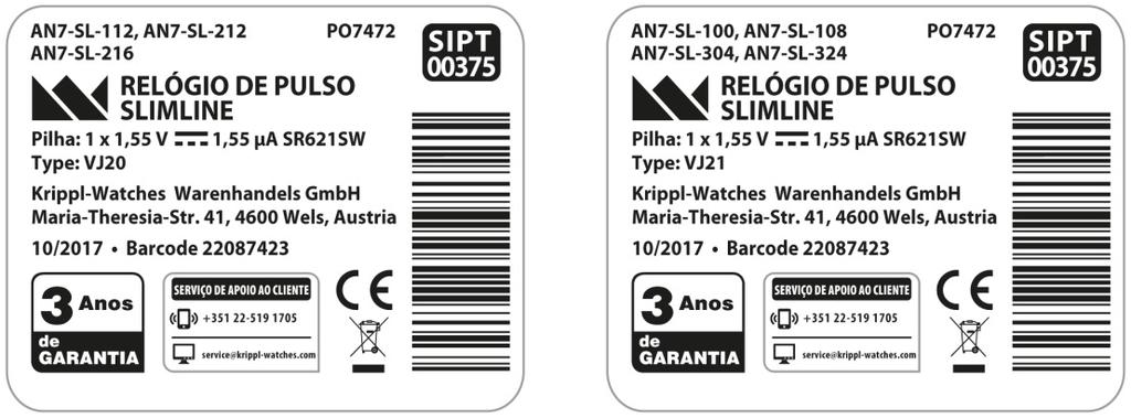 DECLARAÇÃO DE CONFORMIDADE RoHS Directive 2011/65/UE: Krippl-Watches declara que o relógio de pulso está em conformidade com as