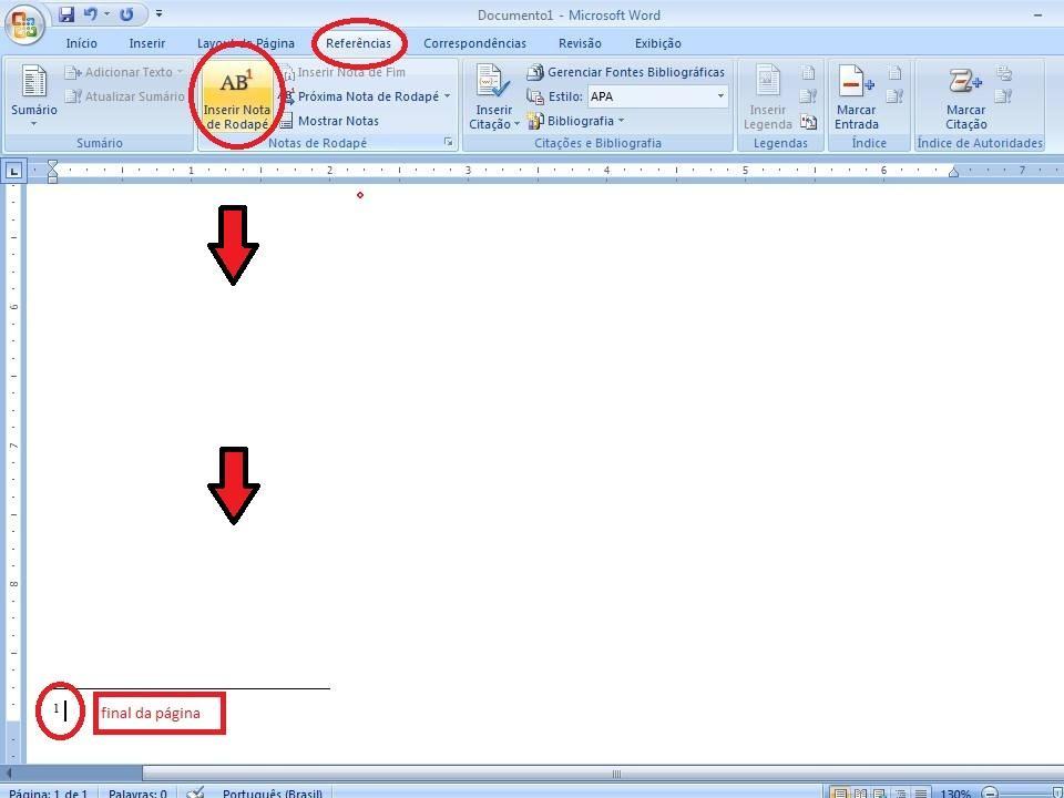 11 Figura 6 Inserir nota de rodapé Fonte: Microsoft Office Word 2007. 3.5 APÊNDICE E ANEXOS a) Apêndices: São identificados por letras maiúsculas seguido de travessão e o respectivo nome.