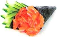 Um temaki típico pode ser representado matematicamente por um cone circular reto em que o diâmetro da base mede 8 e a altura 10.