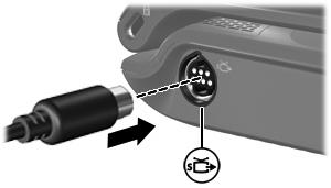 Utilização do conector de saída de S-Video O conector de saída de S-Video de 7 pinos conecta o computador a um dispositivo S-Video opcional, como uma televisão, VCR, filmadora, projetor ou placa de