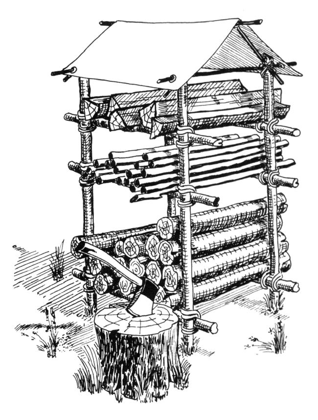 Veja aqui um modelo de canto do lenhador para ser montado num acampamento.