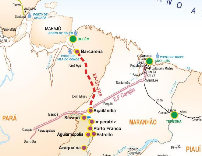 EF-151 FERROVIA NORTE SUL Sub trecho: BARCARENA/PA AÇAILÂNDIA/MA EXTENSÃO: