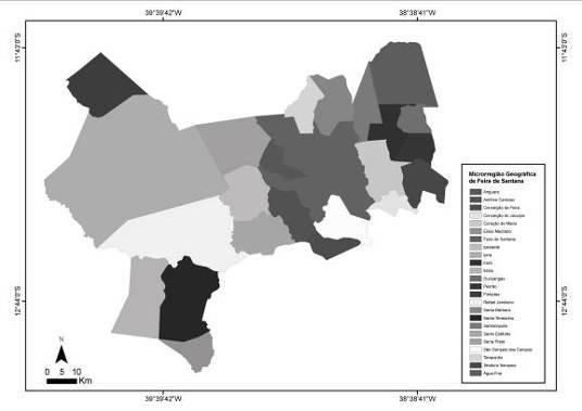 numa área correspondente a 12.646, 80 Km 2, e Feira de Santana detém mais de 50% da população, ou seja, 571.997 pessoas. (FIGURA 2).