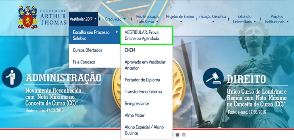 Manual do Vestibular Online 1. INSCRIÇÃO Acesse o site www.faatensino.com.