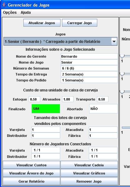 O Gerente pode então visualizar a Árvore do Jogo, os gráficos ou qualquer outra informação desse jogo. 5.