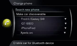 Seleccione uma das alternativas Modem do carro, Wi-Fi ou Bluetooth. De seguida o automóvel conecta-se automaticamente através da ligação à Internet seleccionada.