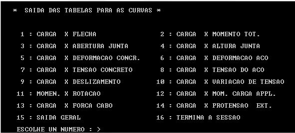 A aída de dado é realizada tanto na tela do computador como por arquivo de dado. O reultado ão fornecido em metro (comprimento), MPa (tenão) e kn (força).