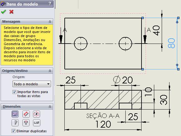 Selecione a origem como Todo o modelo, habilite a opção Importar