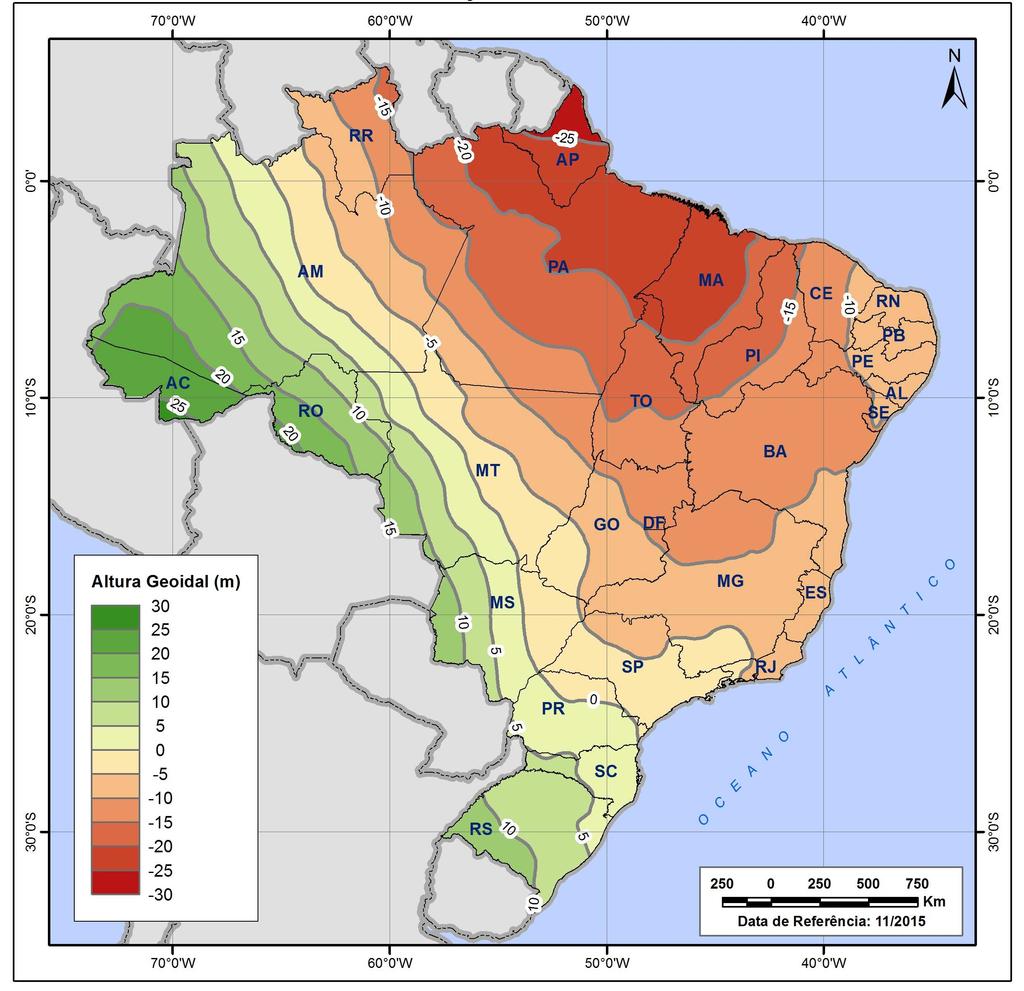 Figura 2: Novo modelo de ondulação geoidal do Brasil II.