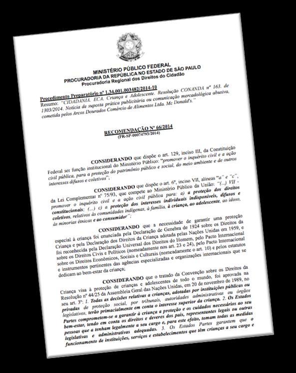 DOCUMENTOS BRASILEIROS Ministério Público Federal (SP): Recomendação Nº 66/2014 (2014) (.