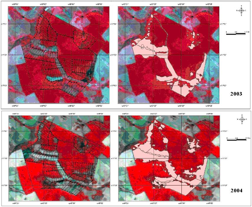 Anais XV Simpósio Brasileiro de Sensoriamento Remoto - SBSR, Curitiba, PR, Brasil, 30 de abril a 05 de maio de 2011, INPE p.2866 Figura 02. Imagens do satélite CBERS-2/CCD composição 234/BGR.