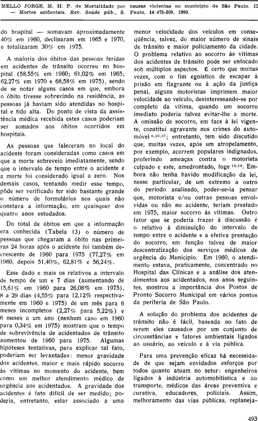 do hospital somavam aproximadamente 40% em 1960, declinaram em 1965 e 1970, e totalizaram 30% cm 1975.