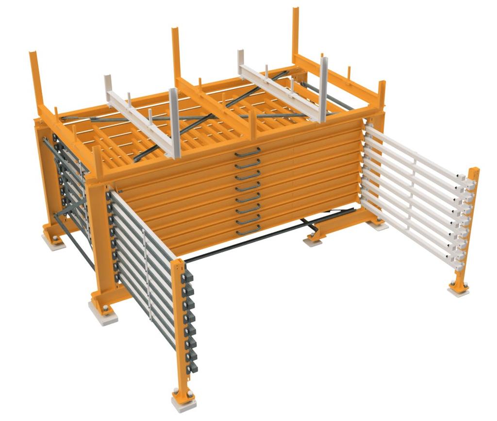 ESTANTE ABASTECIMENTO DE CHAPA ESTANTE ABASTECIMENTO DE CHAPA A estante de abastecimento de chapa é uma estrutura metálica de gavetas, que permite o armazenamento de lotes de chapa em