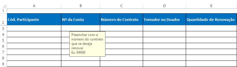 contrato Passo 3: Preencher a coluna C com