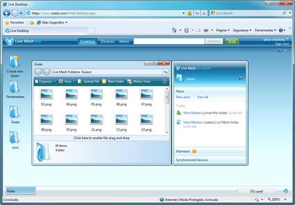 E- Sincronização de ficheiros - gestão E1- Através do Live Desktop pode aceder às pastas