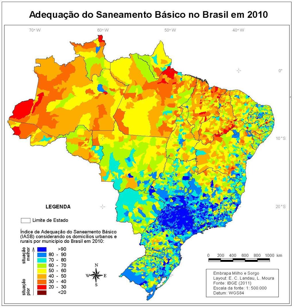 Capítulo 6 Índices de Adequação do Saneamento Básico no Brasil em 2010 Figura 6.9.