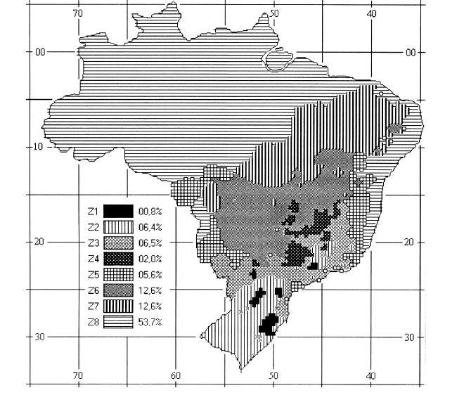 41 Figura 8 Zoneamento bioclimático brasileiro (fonte: ASSOCIAÇÃO BRASILEIRA DE NORMAS TÉCINICAS, 2005b, p.