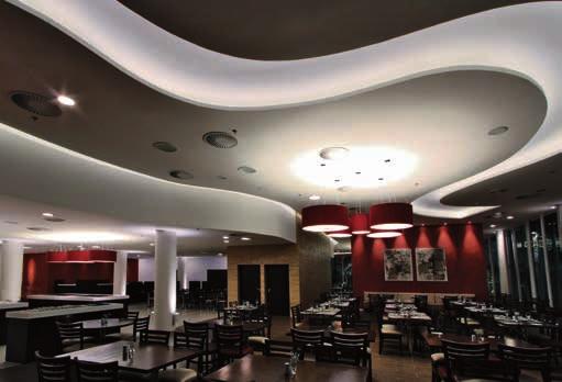 Restaurante Para iluminar o restaurante, Castilha optou por fitas LED de 4W/m a 3000K nas sancas em formato orgânico.