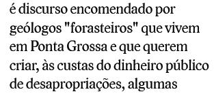 Fósseis de pterossauros Possíveis razões no para Grupo a rejeição Caiuá QUESTÕES 1. criação de unidades de conservação na região (ex.