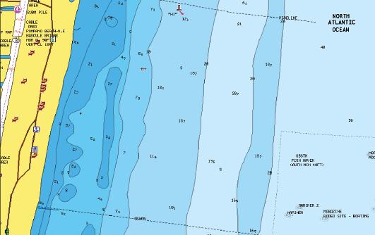 Intervalo de pesca Selecione um intervalo de profundidades entre os quais a Navionics preenche com uma cor diferente.